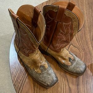 John B Stetson Real Leather Square Toe Cowboy Western Boots Men Sz 11